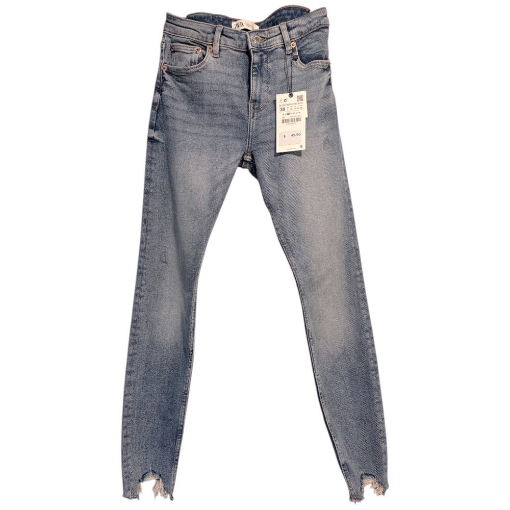 Zara Distressed Skinny Jeans in Blue Size 6